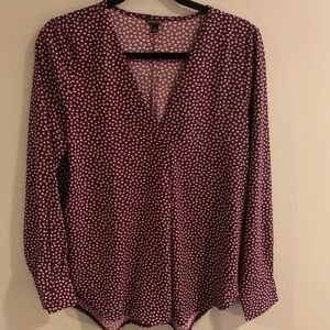 Ann Taylor maroon v neck blouse